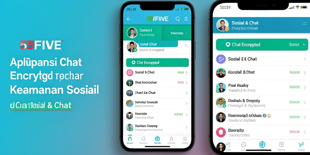 Tampilan antarmuka 55FIVE untuk Chat Encrypted yang aman dan modern.