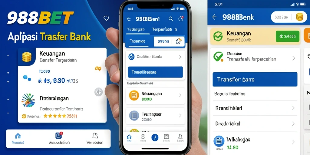 Antarmuka pengguna yang intuitif dari aplikasi Transfer Bank 988BET.