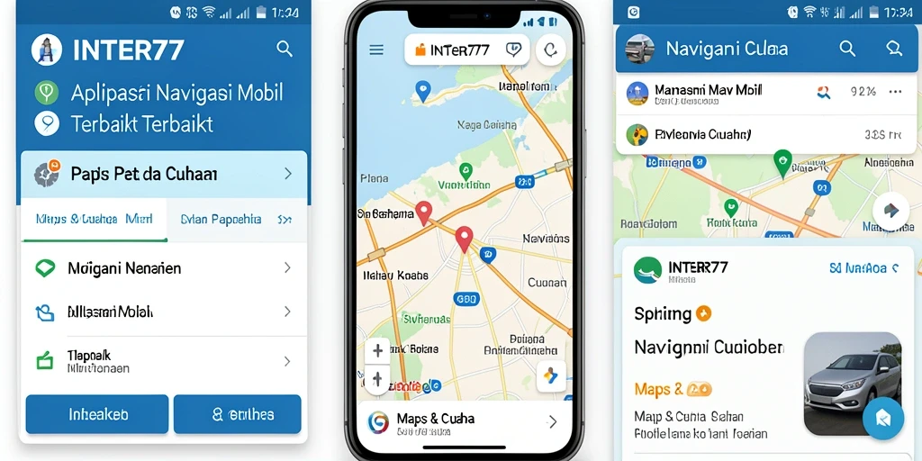 Tampilan antarmuka intuitif INTER77 untuk navigasi mobil.