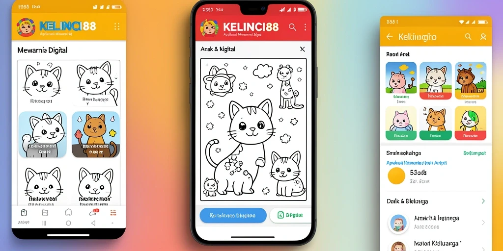 Screenshot antarmuka aplikasi KELINCI88 saat anak mewarnai.