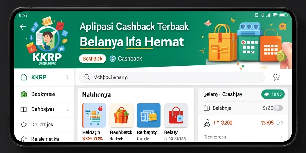 Tampilan antarmuka aplikasi KKRP yang sederhana dan menarik untuk cashback.