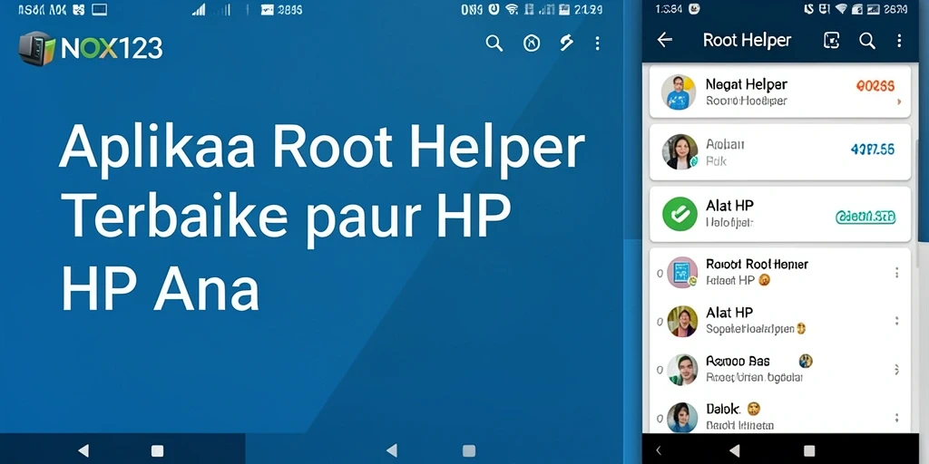 Tampilan antarmuka aplikasi NOX123 untuk Root Helper yang intuitif dan mudah digunakan.