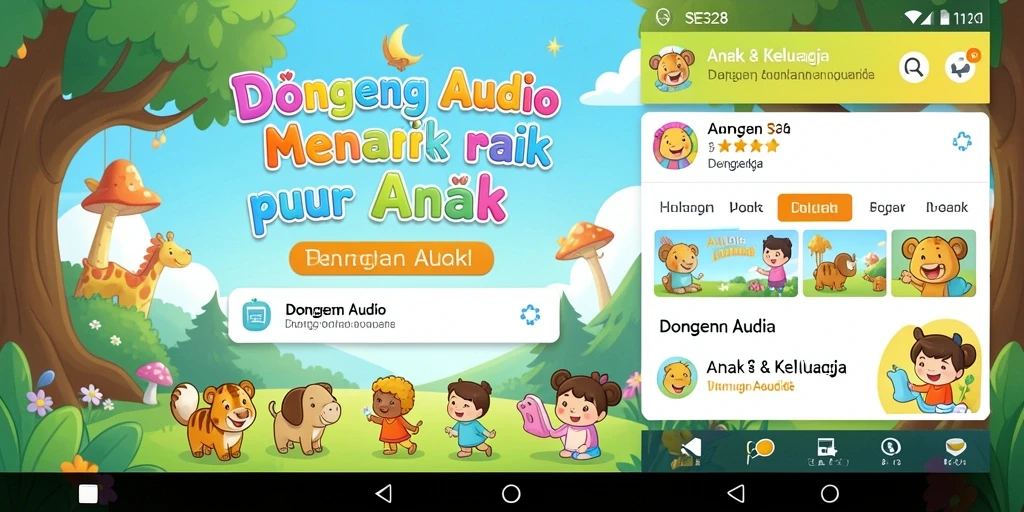Antarmuka SE328 dengan pilihan cerita dongeng audio yang menarik.