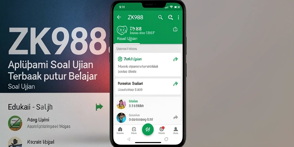 Tampilan antarmuka aplikasi ZK988 dengan fitur soal ujian.