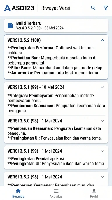 Riwayat Versi asd123: Pembaruan Terbaru dan Fitur